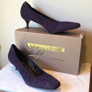 Donald J. Pliner Deep Purple Suede Kitten Heel Pumps